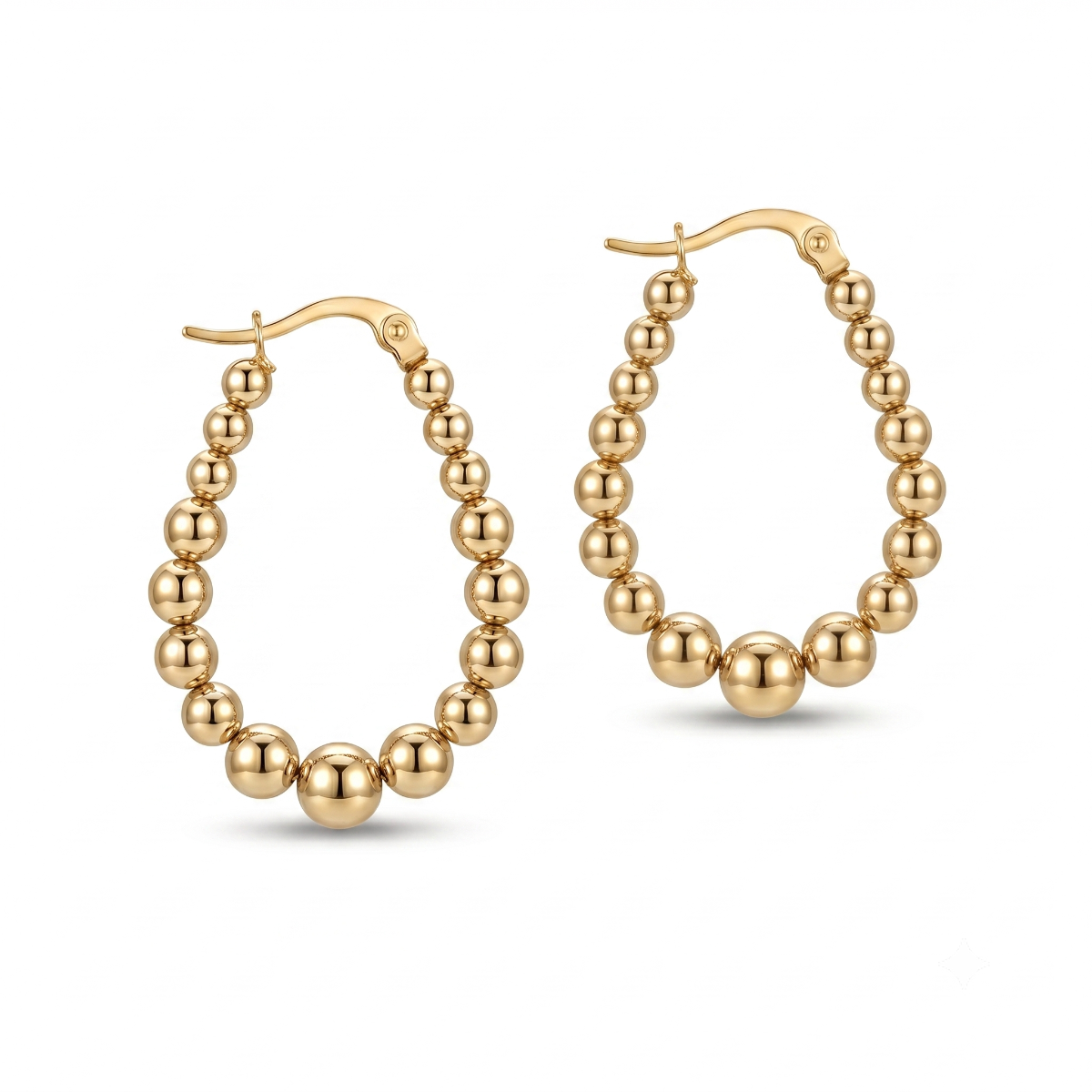 Pear Beaded Hoop Earrings [Gold Plated]