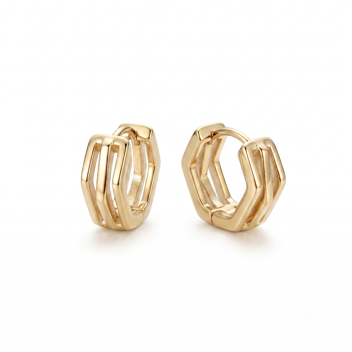Urban Cage Huggie Earrings [Gold Plated]