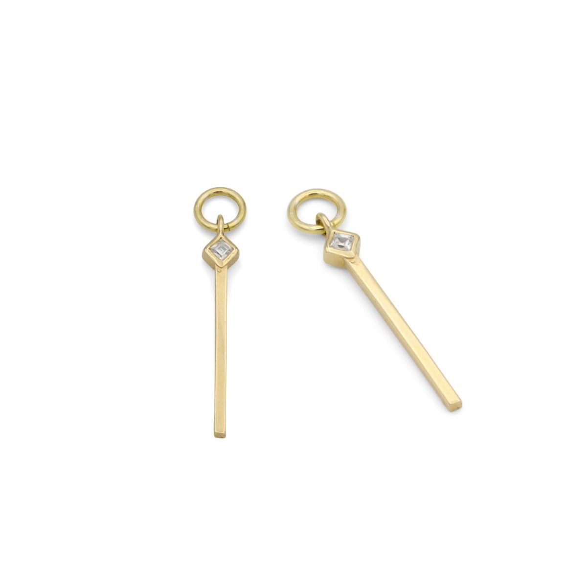 Single Glossy Bar Earring Charm With Crystal [18K Gold Vermeil]