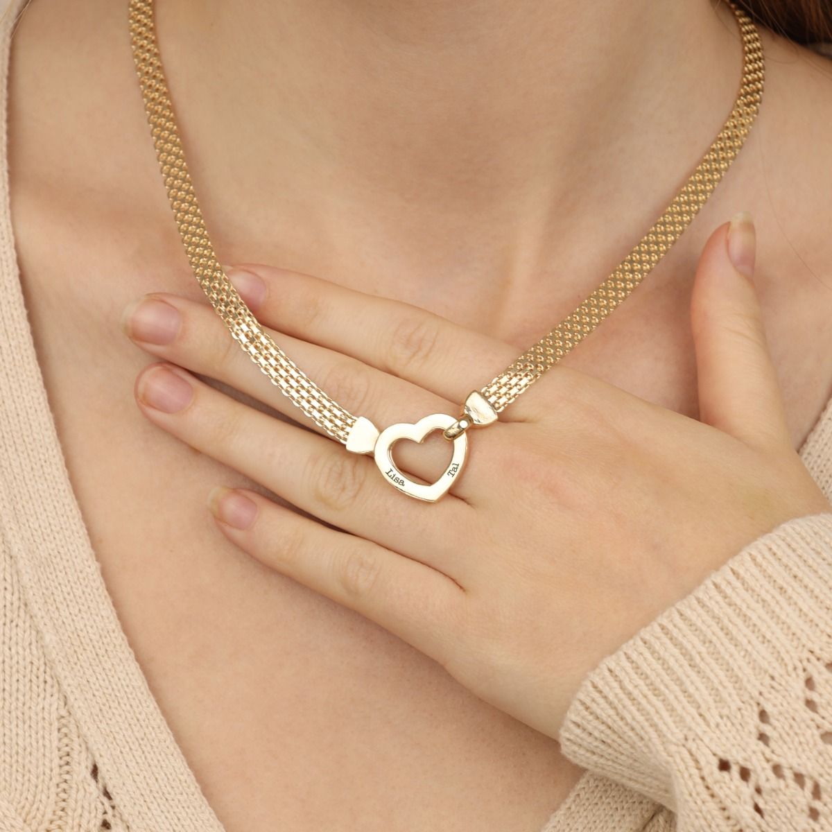 Collier Maille Liens du Cœur avec Prénoms [Plaqué Or 18ct] 