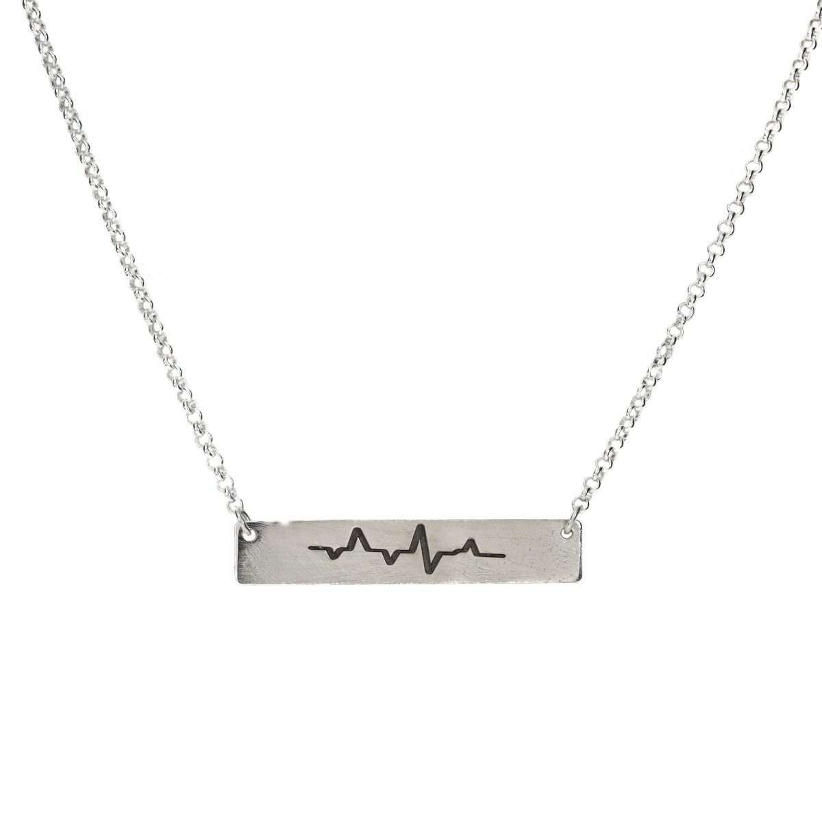 Talisa Heartbeat Bar Necklace [Sterling Silver]