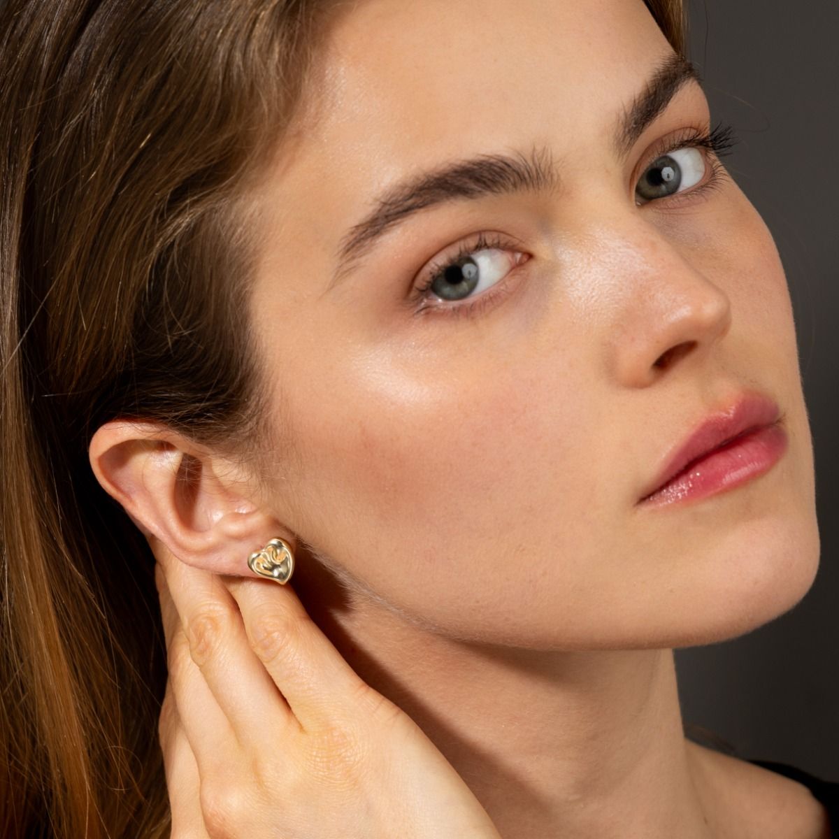 Heart Stud Earrings [18K Gold Plated]