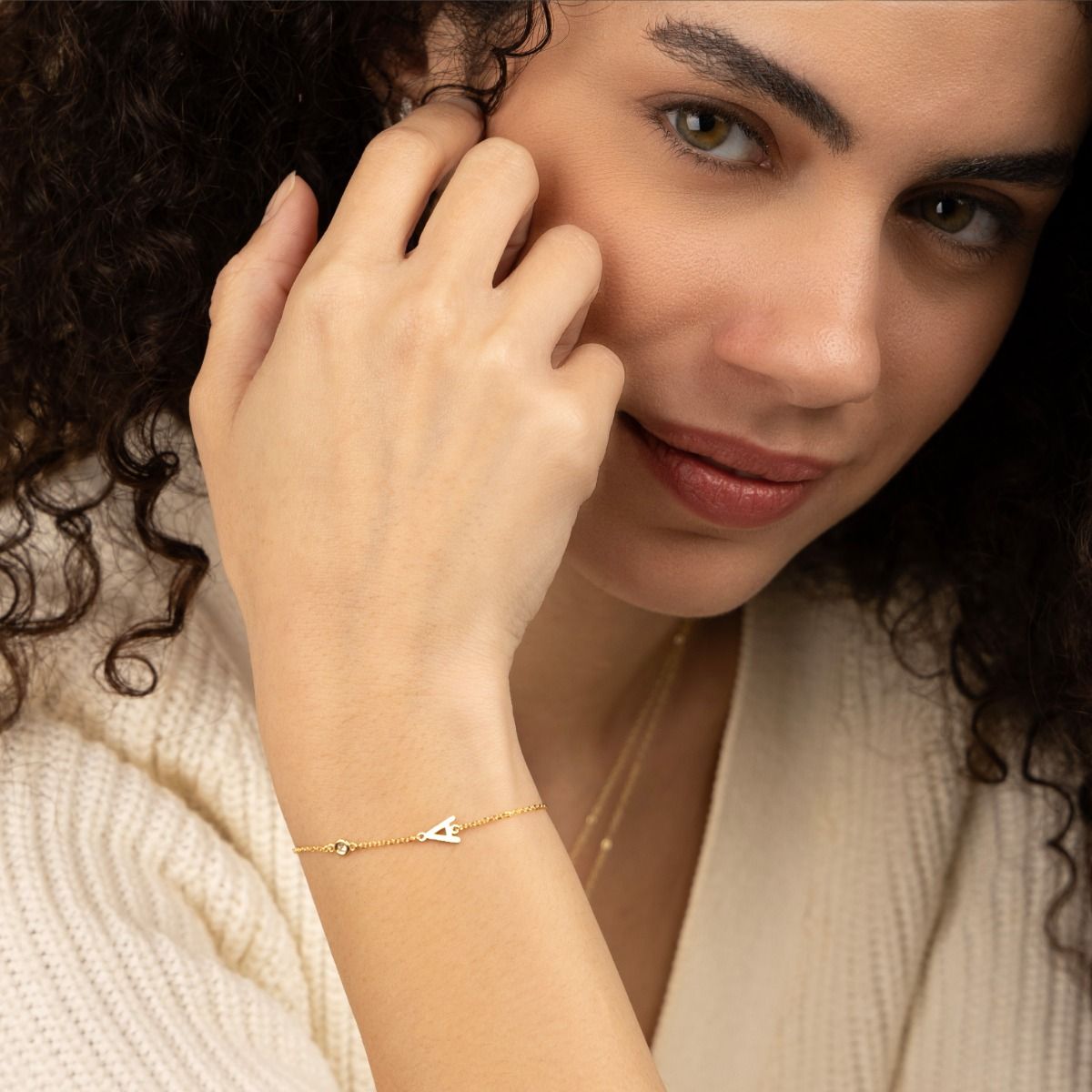 Helena Diamond Initial Bracelet [18K Gold Plated]