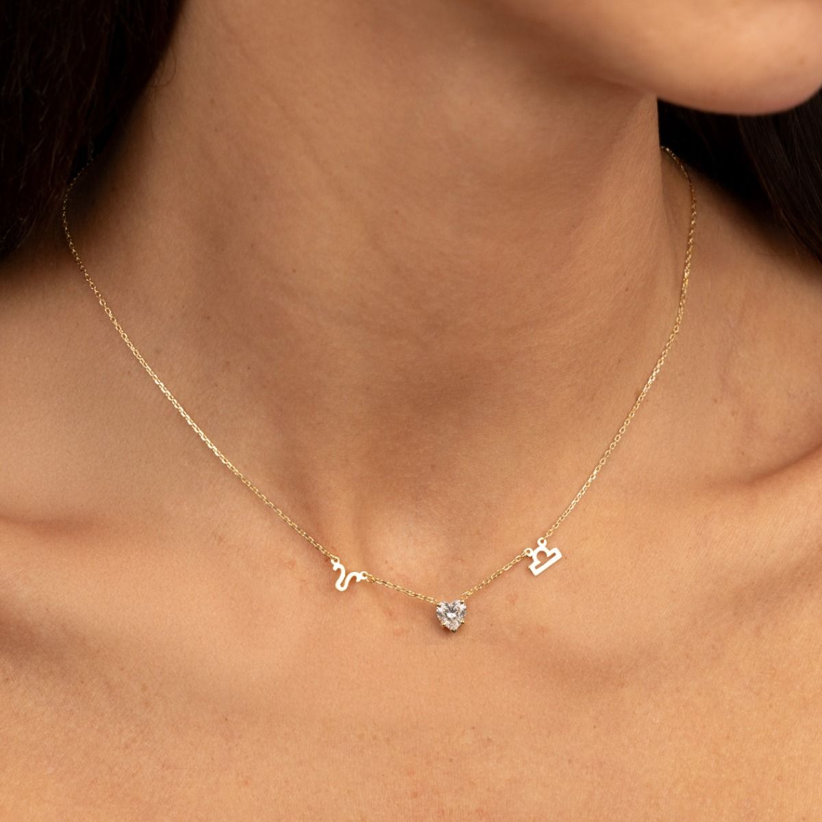 Helena Zodiac Necklace with Heart Diamond [18K Gold Vermeil]