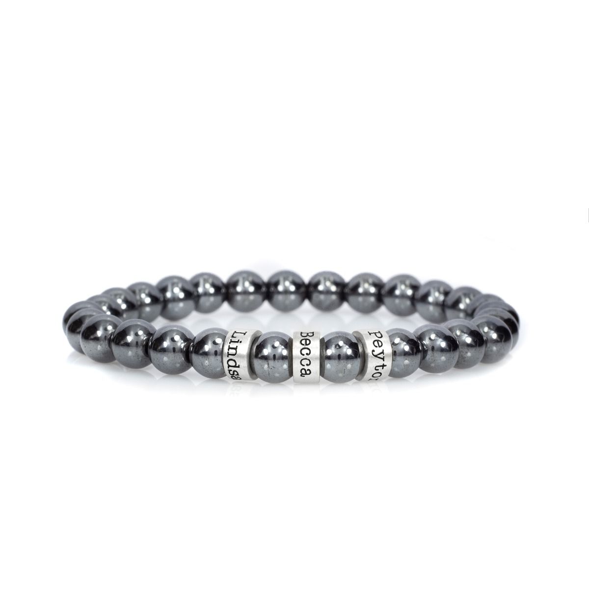 Bracelet Femme Hématite Avec Sphères Personnalisées [Argent 925]