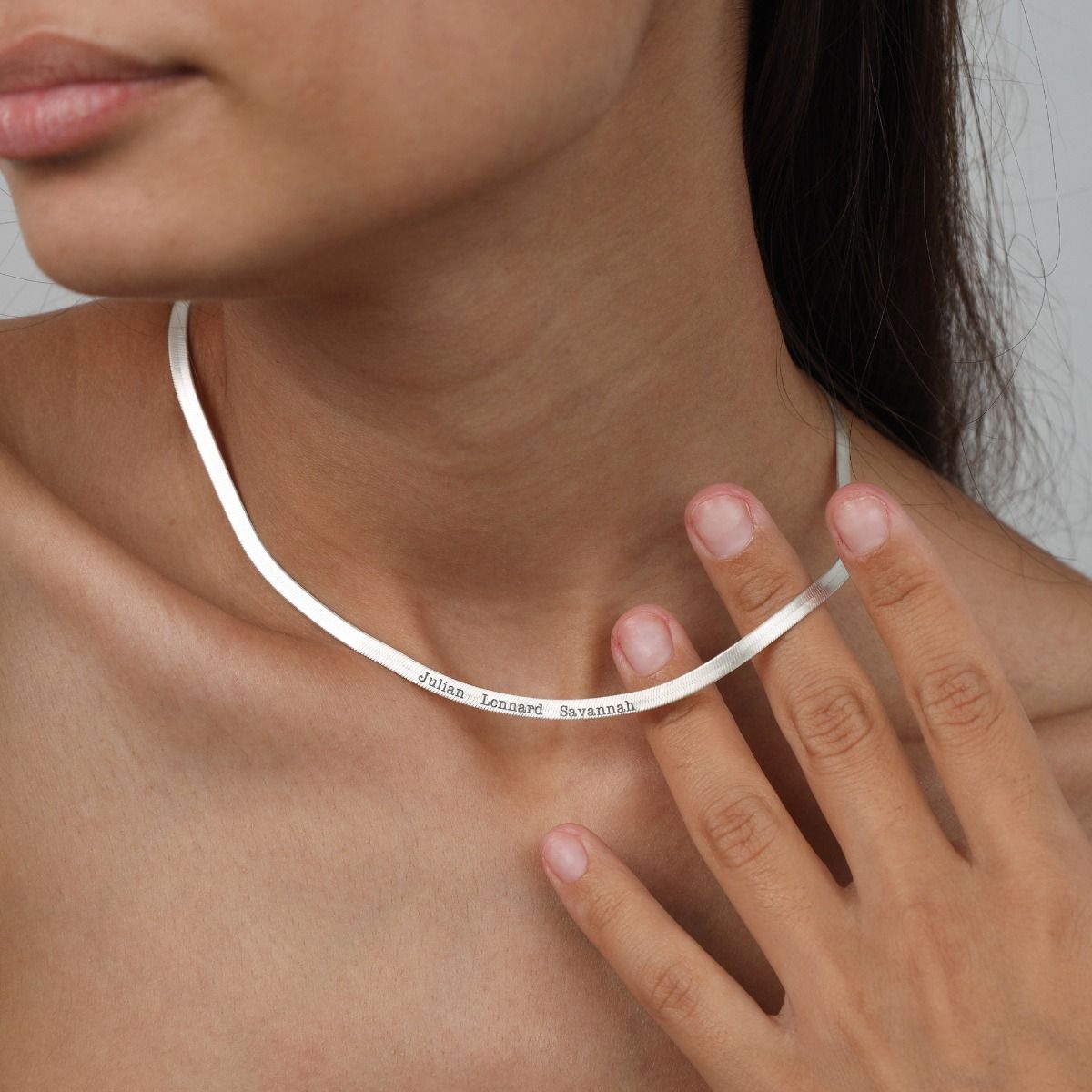 Herringbone Necklace For Women with Engraving - Talisa