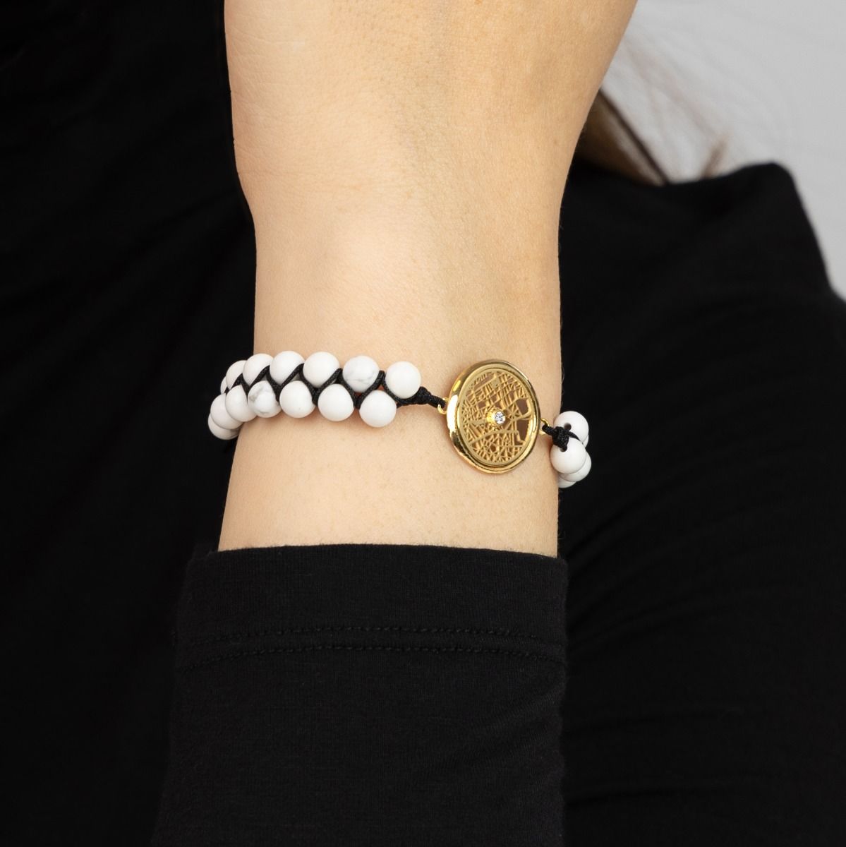 Howlite Map Bracelet [14 Karat Gold]