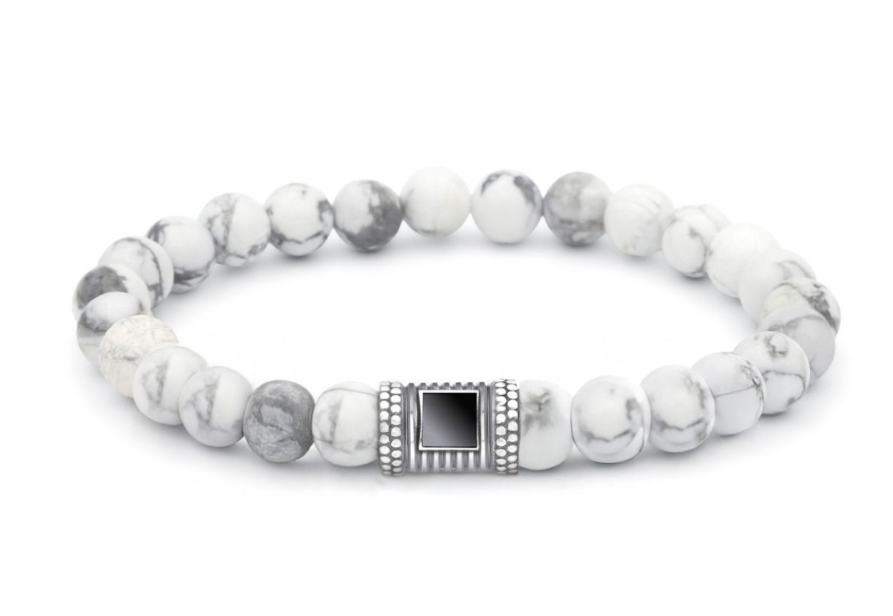 Howlite Men Bracelet with Nano Bible [Sterling Silver]