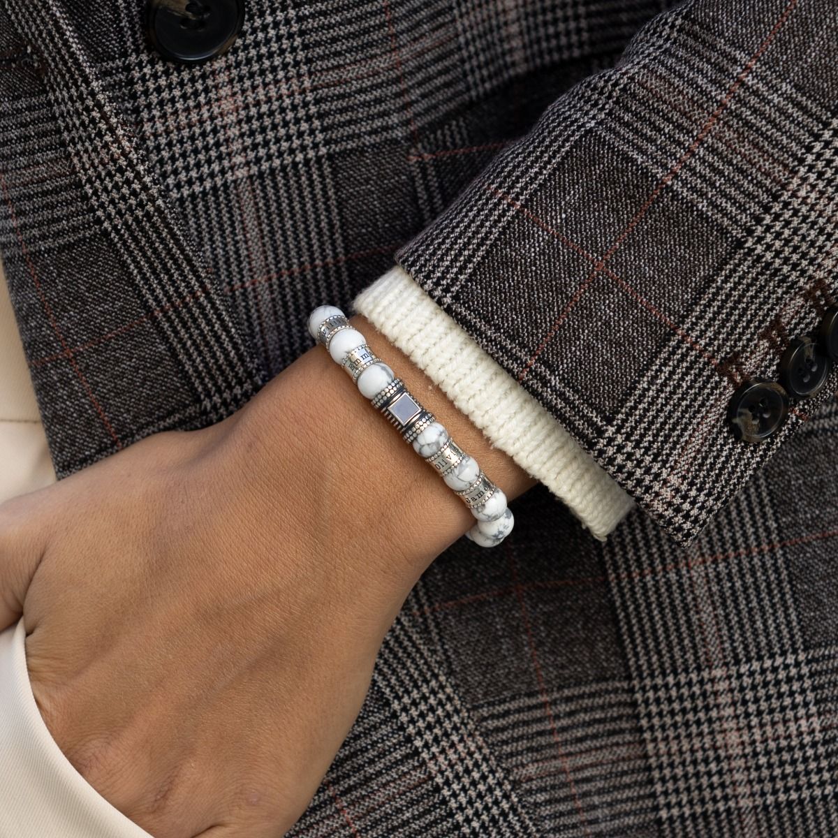 Bracelet Howlite Avec Nano Bible pour Femme [Argent 925]