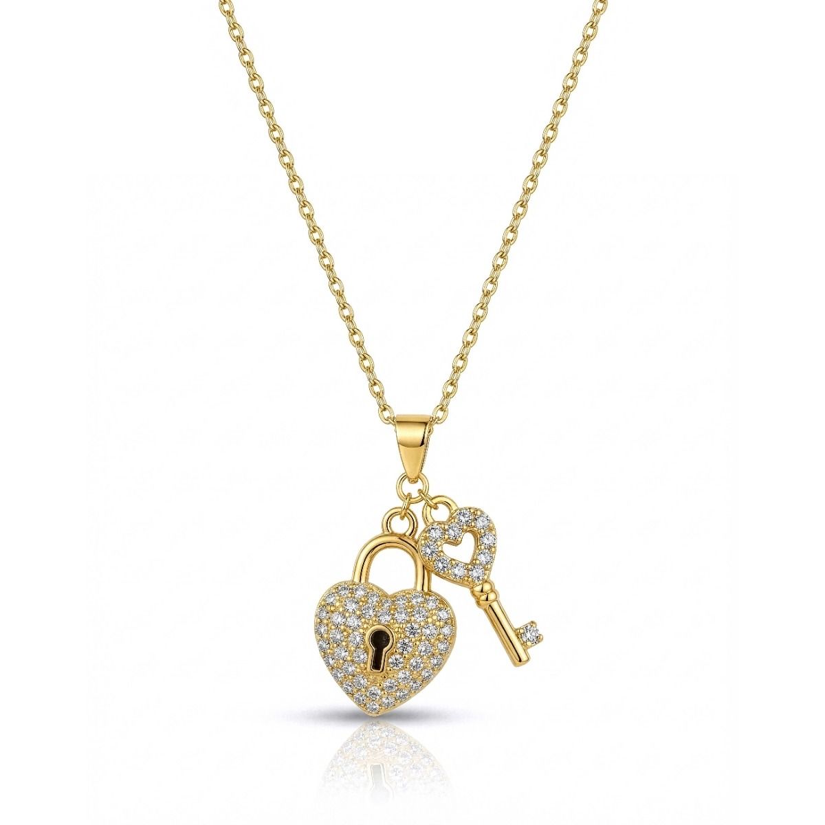 Collier Plaqué Or 14K Avec Pendentif Clé - Longueur 18 Pouces - Occasion