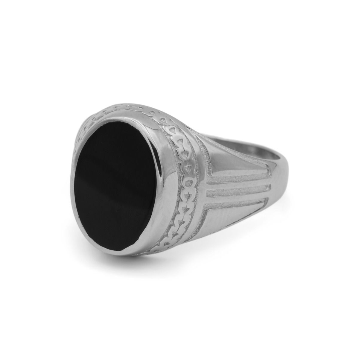 925 Sterling Silver Men's Signet Ring With Oval Black Onyx | Handmade Bezel Set UK Size All - View #6
