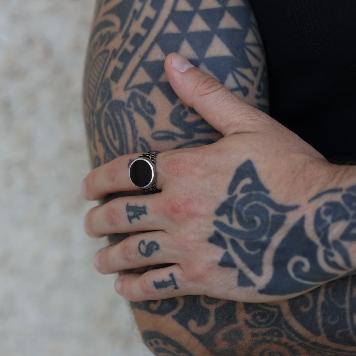 Mens Sterling Silver Ring by Talisa - Black Onyx Rings