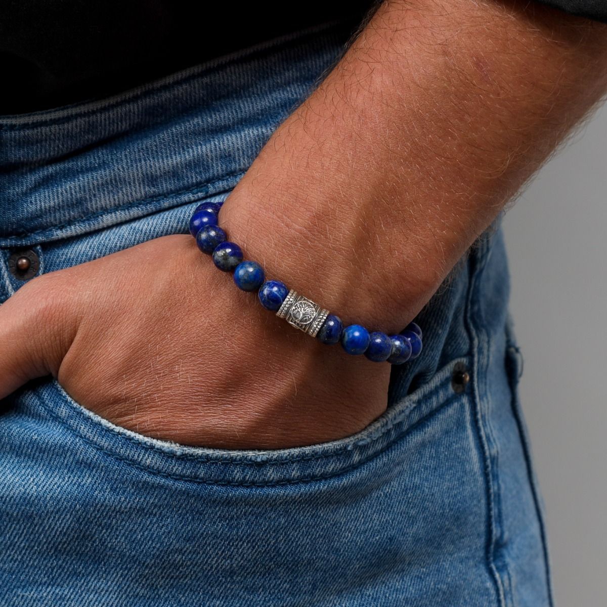 Lebensbaum Herrenarmband aus Lapis Lazuli