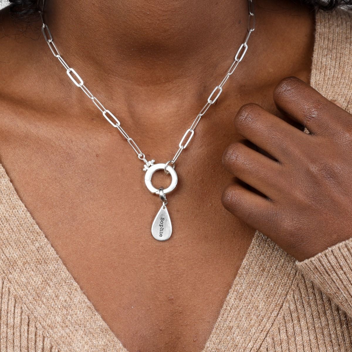 Large Drop Name Charm [Sterling Silver]