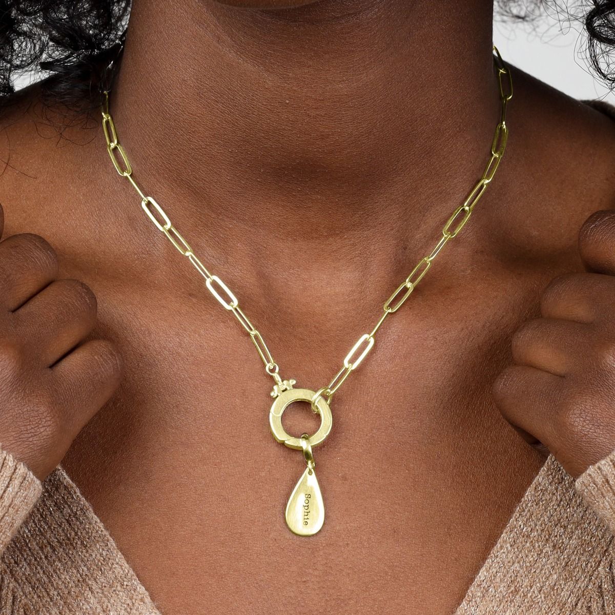 Charm Prénom Grande Goutte [Plaqué Or 18ct]