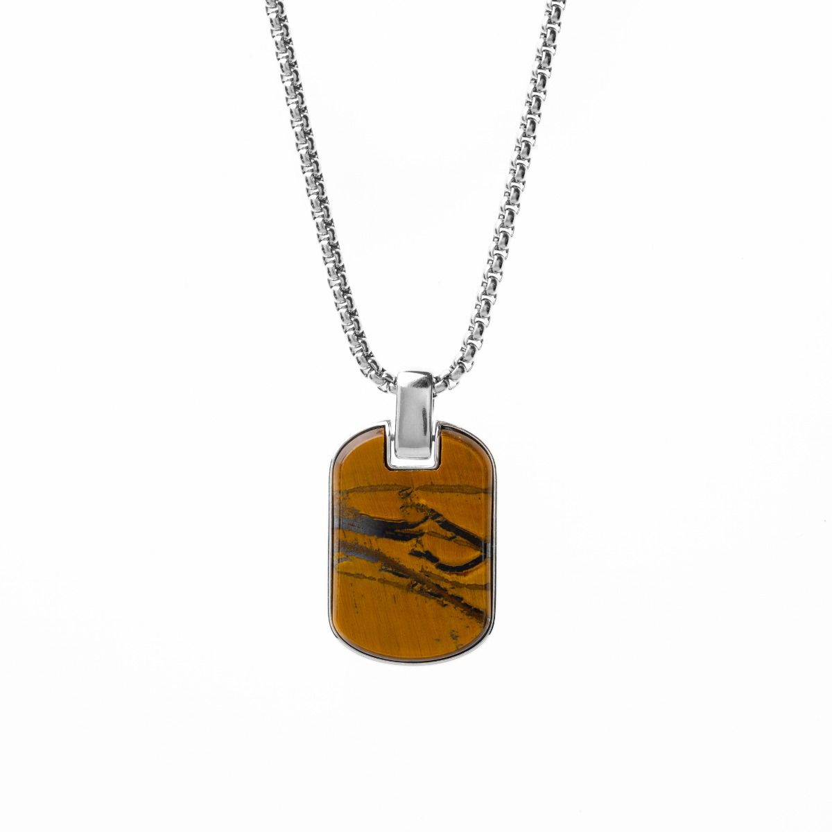 Clear Mark Tiger Eye Tag Necklace