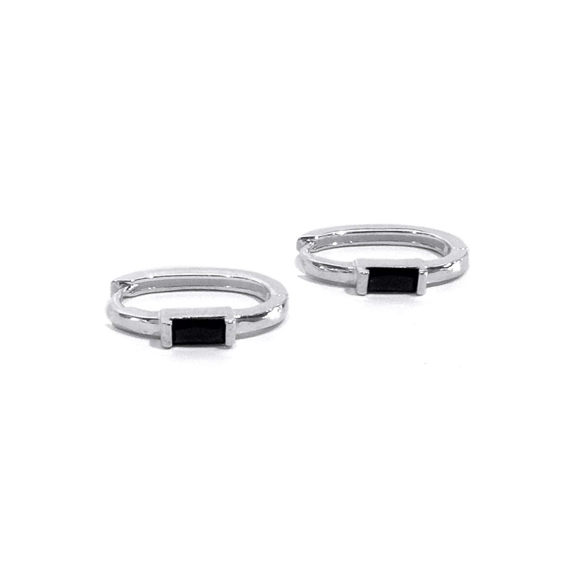 Luna Noir Hoop Earrings [Sterling Silver]