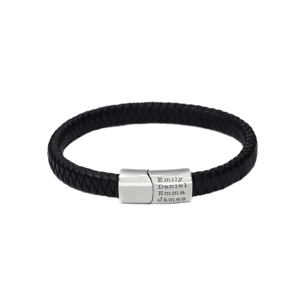 Herrenarmband mit graviertem Magnet - Schwarz