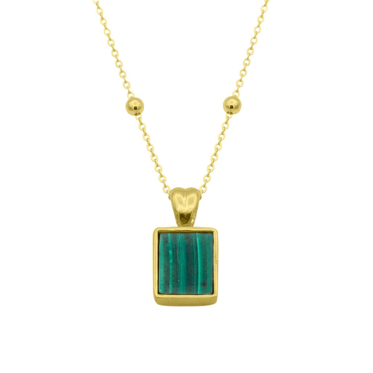 Malachite Tag Necklace Vertical (Gold Plated) - Talisa