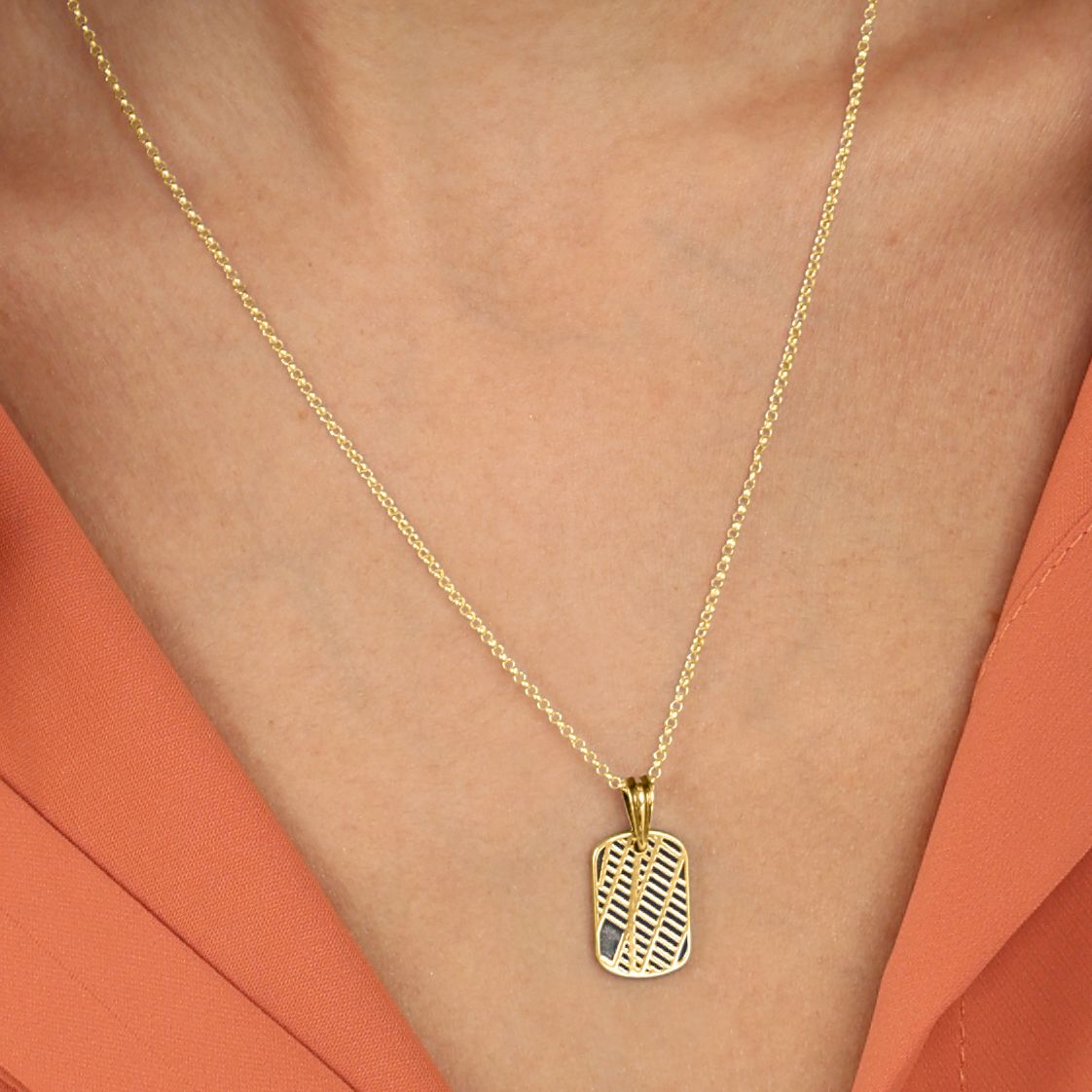 Damenkette mit kleinem Kartenanhänger [750er vergoldet]