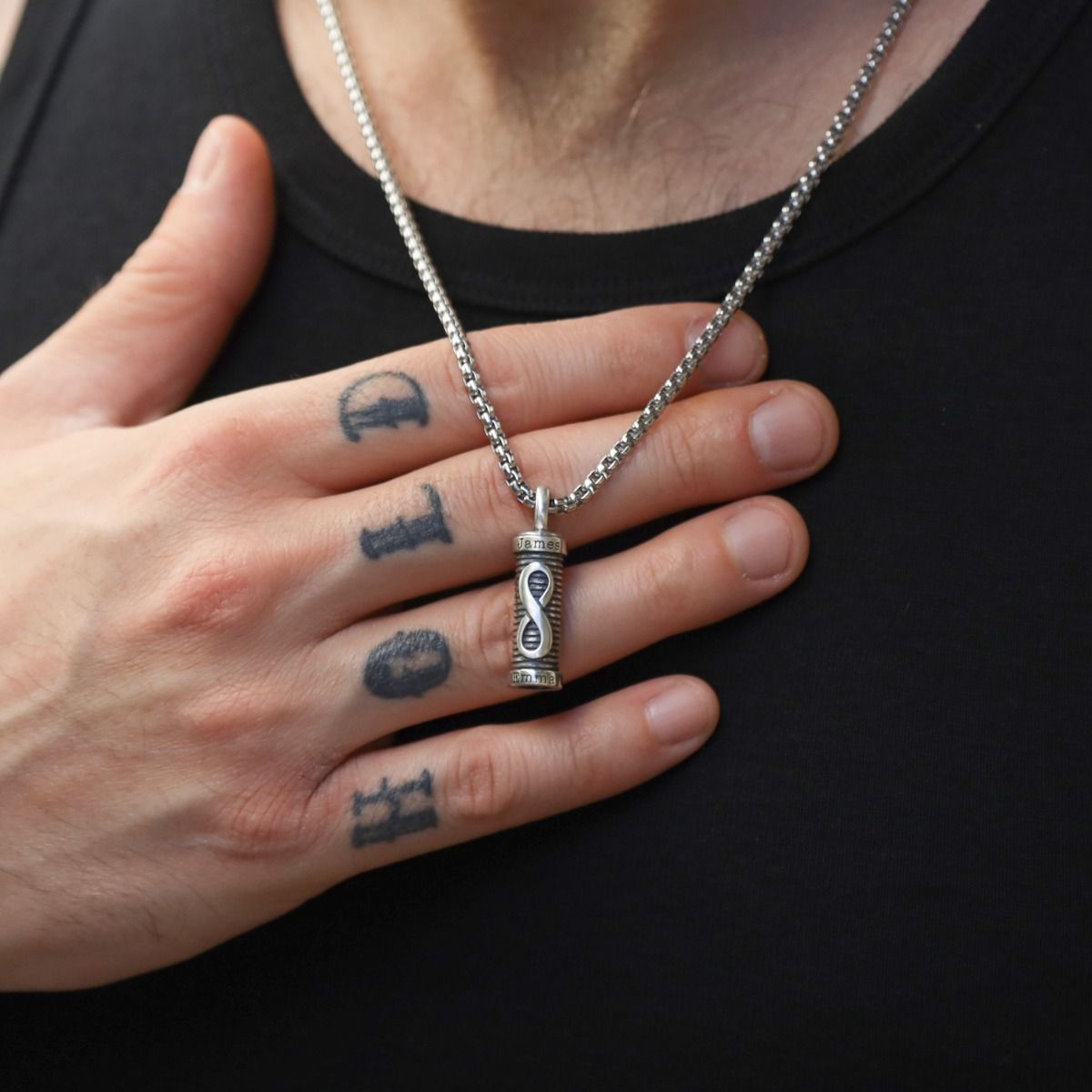 Infinity Bar Name Necklace For Men - Sterling Silver