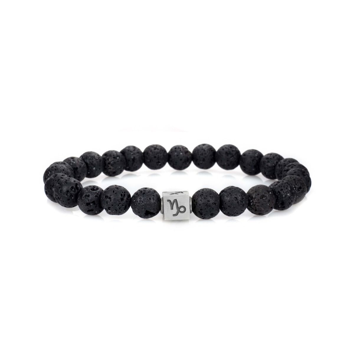 Bracciale Zodiacale Regolabile Con Perle Di Onice Nera Naturale 8-10 Mm – Uomo/Donna, Segno Zodiacale Con Cilindro Girevole