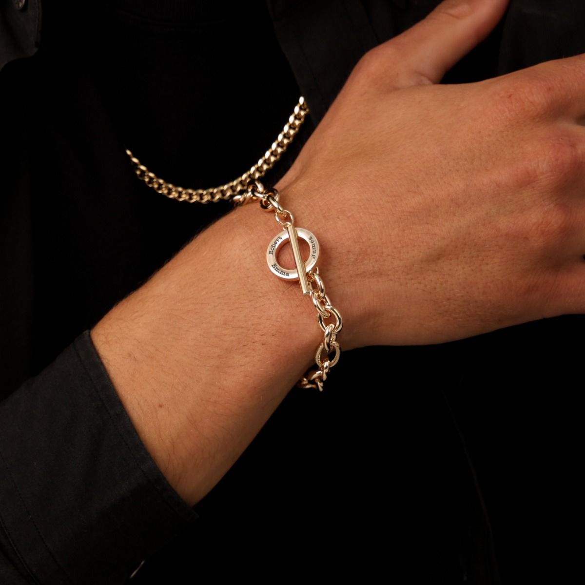 Mens Name Bracelet by Talisa - Gold Figaro Chain for Men by Talisa