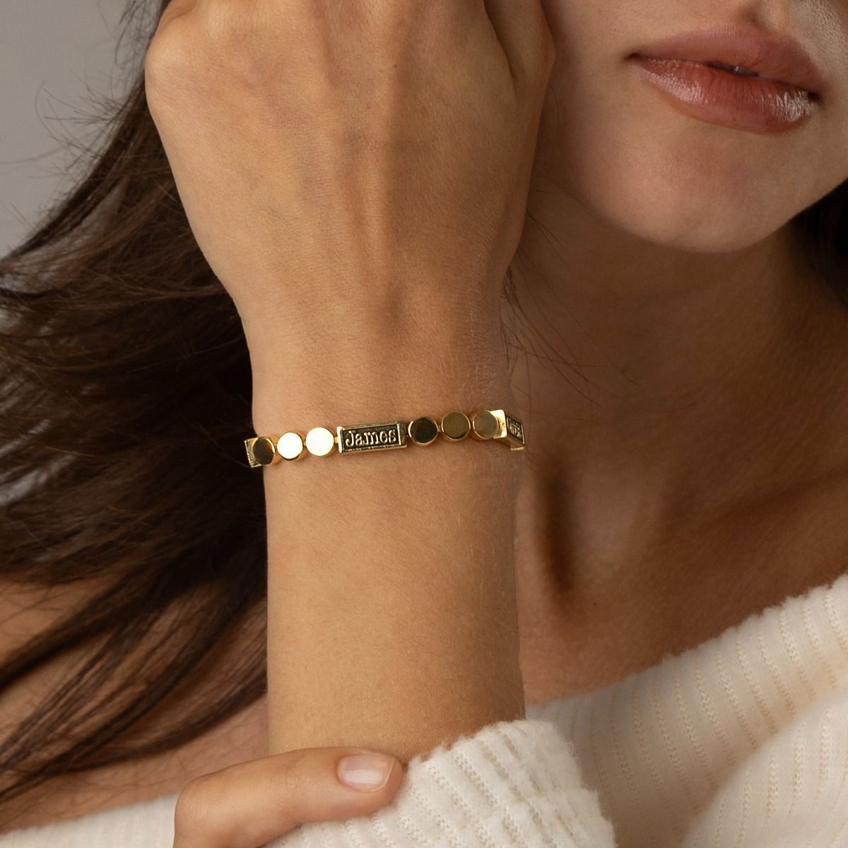 Bracelet Tennis Mia à Silhouette Gravée – Vermeil 18ct