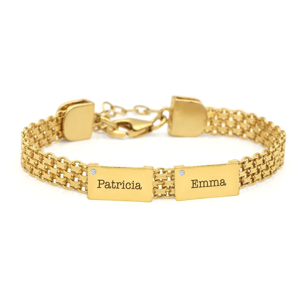 Emma Herringbone Diamond Name Bracelet (Gold Plated) - Talisa