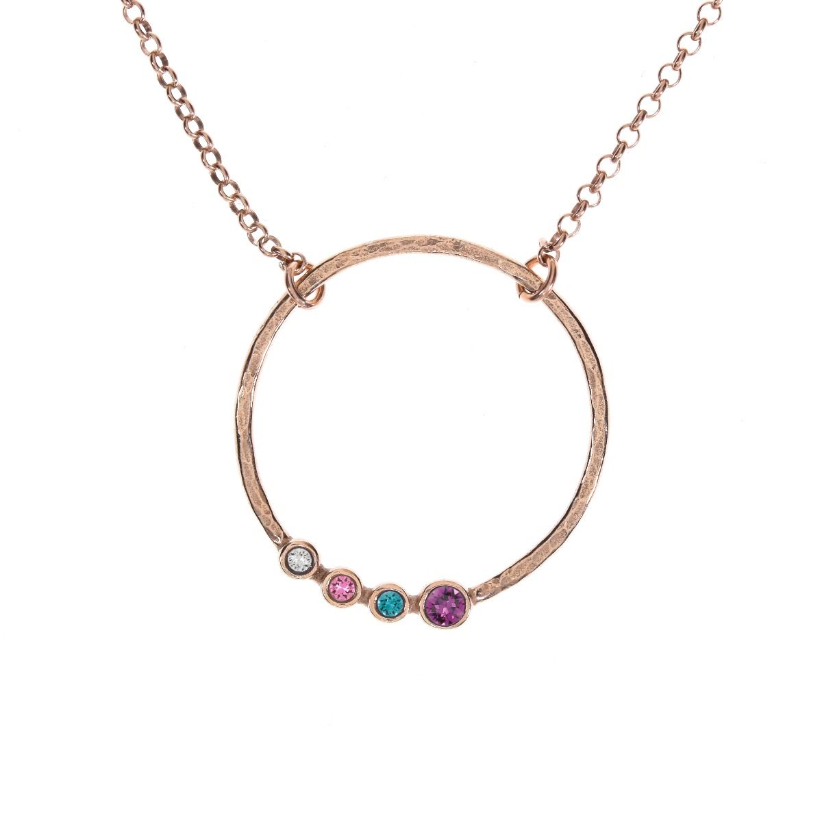 Collana Amore Materno con Pietra di Nascita [Placcata Oro rosa 18kt - Martellata]