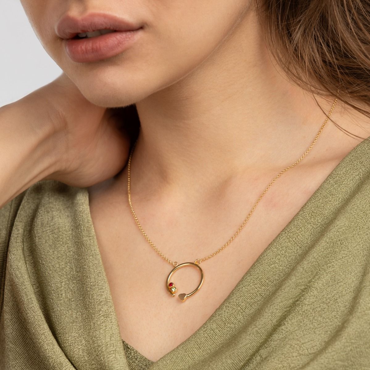 Mother's Heart Birthstone Necklace [18K Gold Vermeil]