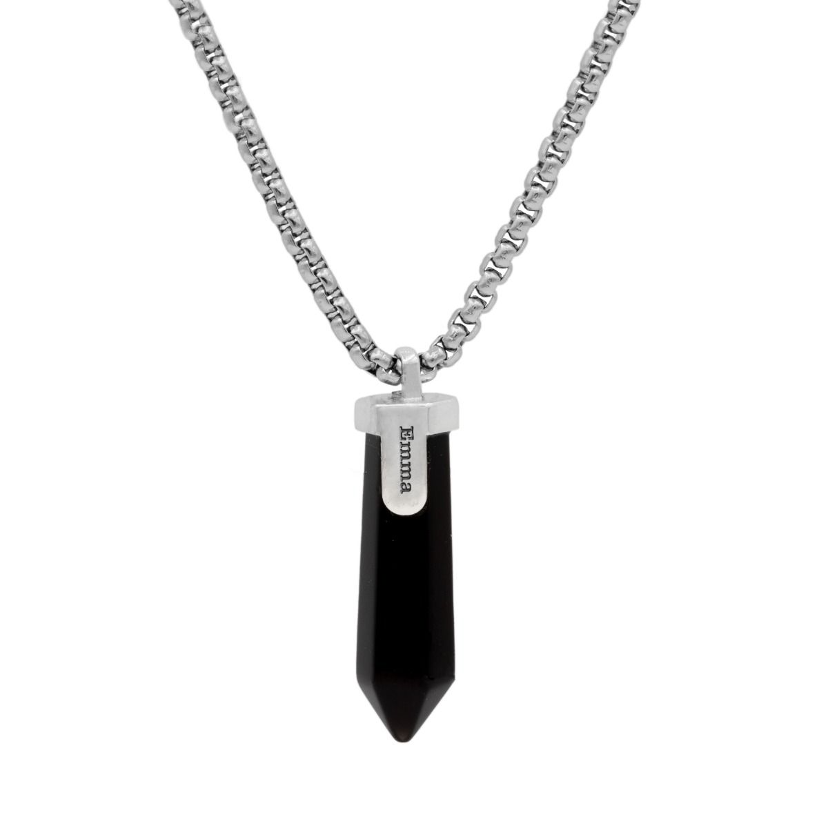 Collier Prénom Onyx Noir pour Homme - Argent 925
