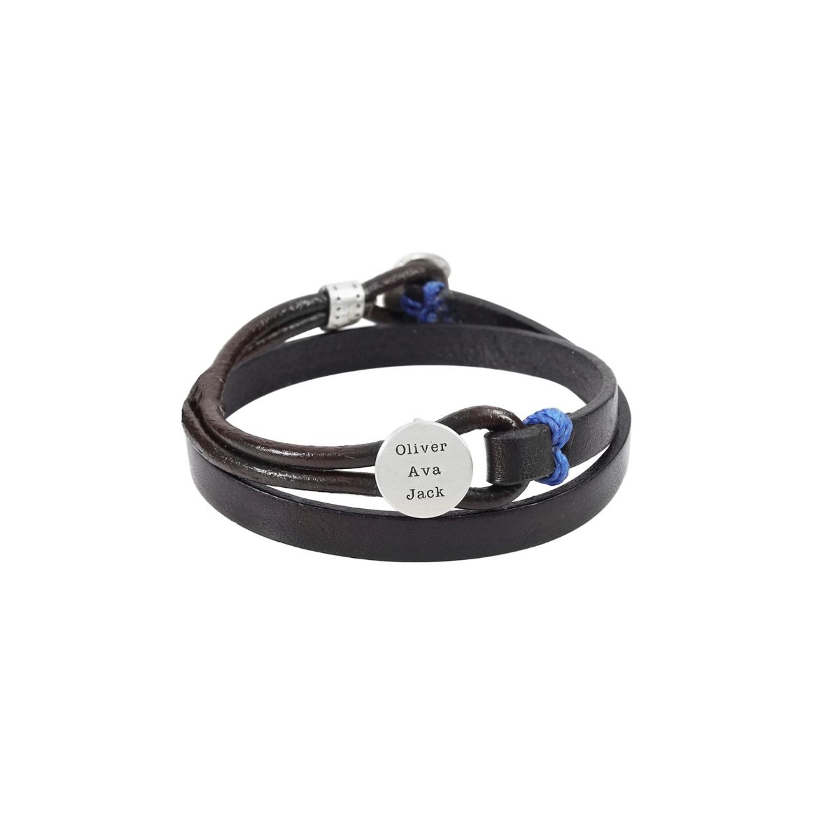 Blue Ocean Men Name Bracelet - Sterling Silver