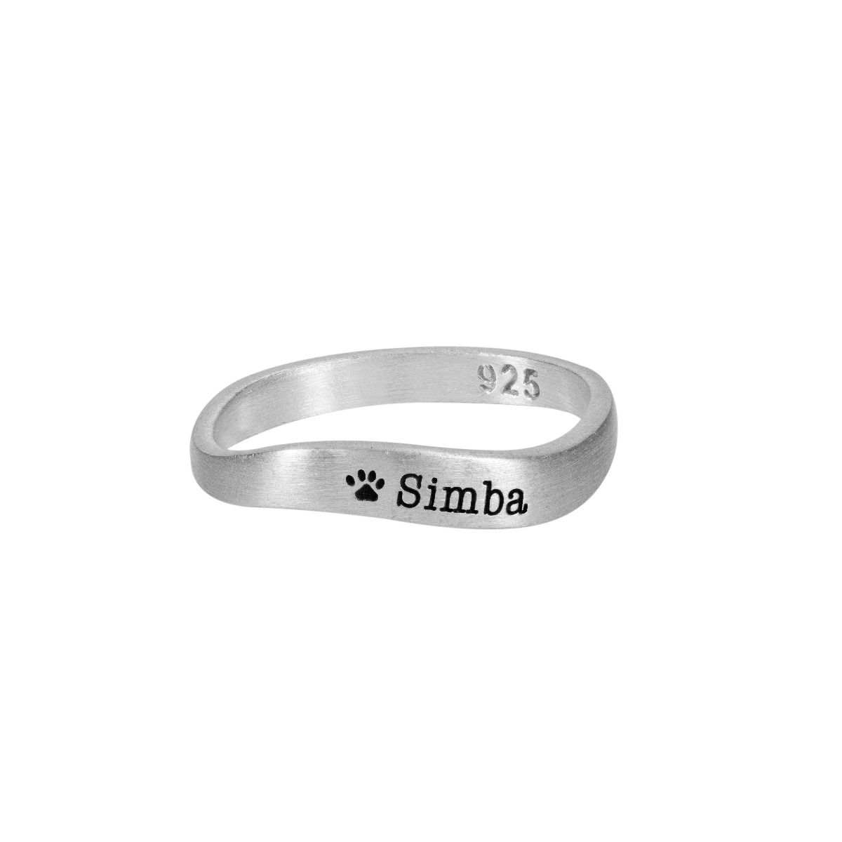 Anillo Marea Oceánica con Nombre de Mascota [Plata de Ley]