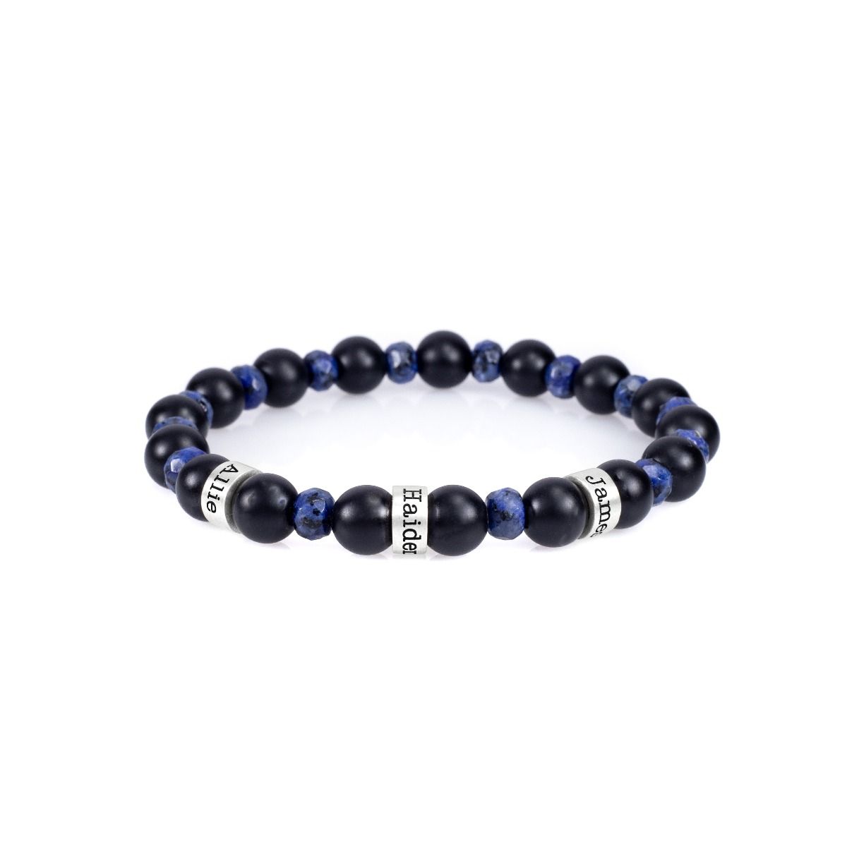 Onyx and Lapis Name Bracelet - Sterling Silver