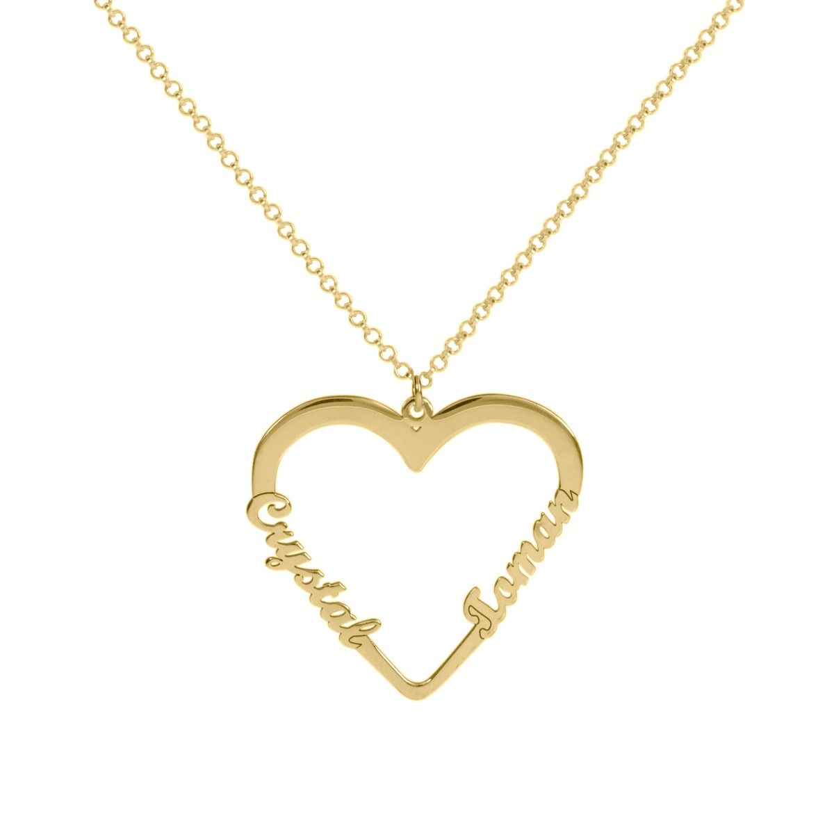 Collier Notre Cœur avec Prénoms [Plaqué Or 18ct]