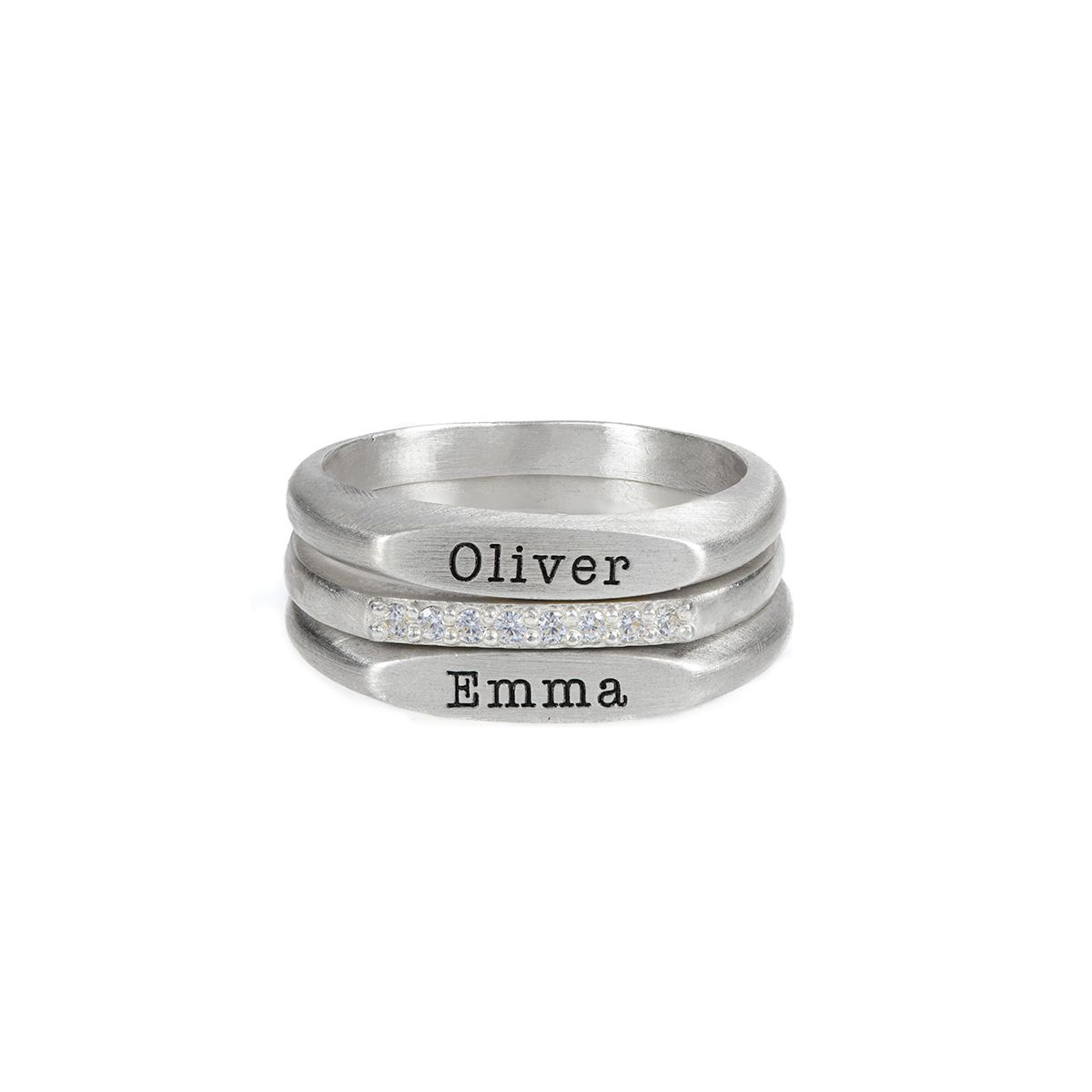 SIlver Name Rings with Kids Names