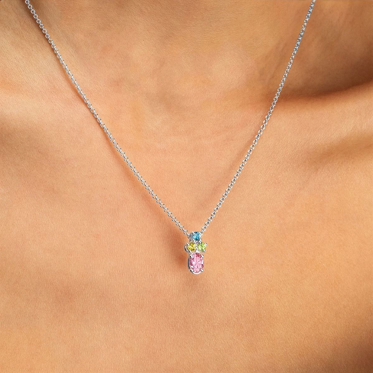 Mother’s Bloom Birthstone Necklace [Silver]