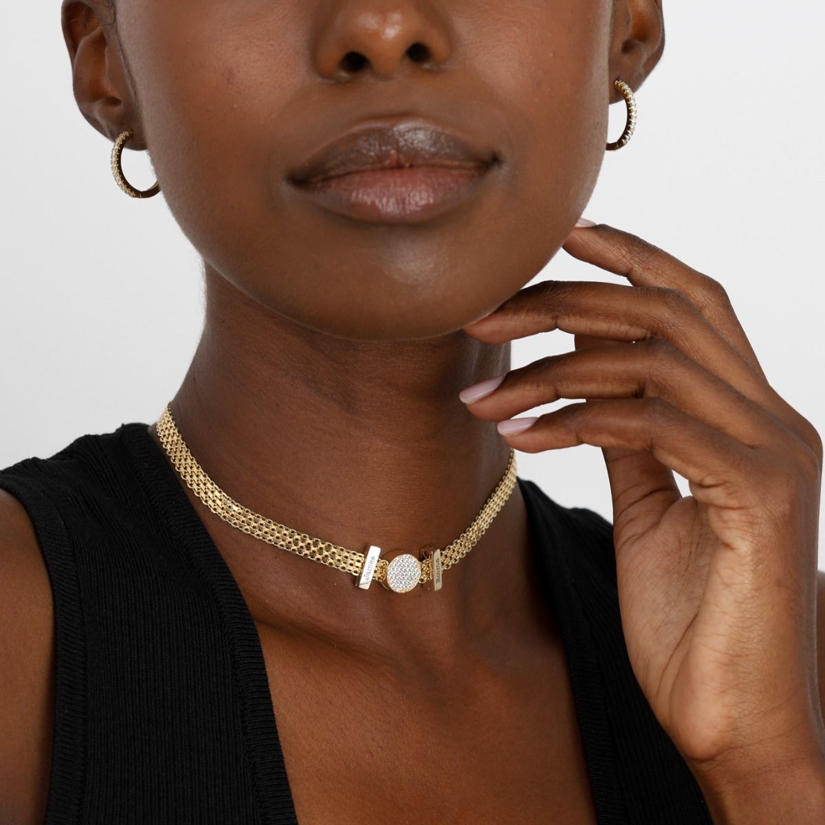 Enchanted Pavé Circle Milanese Chain Necklace [18K Gold Plated]