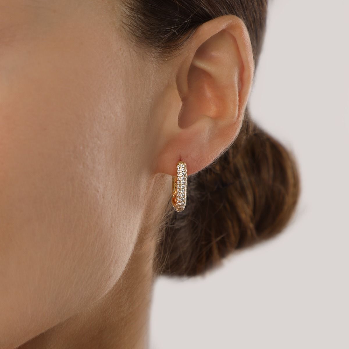 Pavé U Hoop Earrings [18K Gold Vermeil]