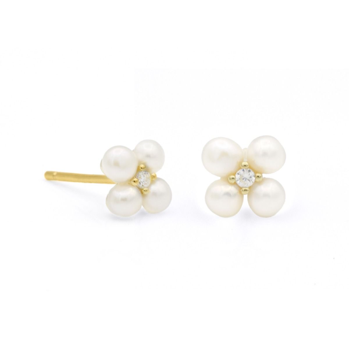 Four Leaf Pearl Clover Earrings [18K Gold Vermeil]