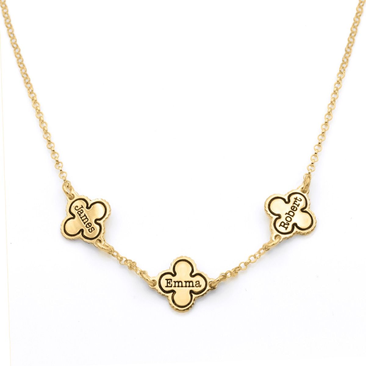 Personalisierte Kleeblatt Kette [750er Gold Vermeil]