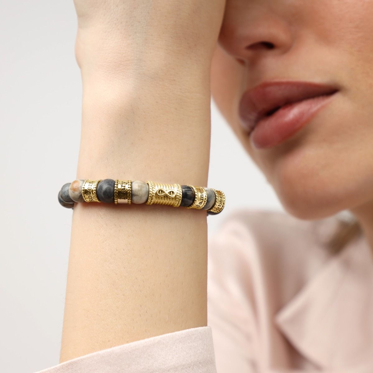 Picasso Jasper Infinity Women Name Bracelet [18K Gold Plated]