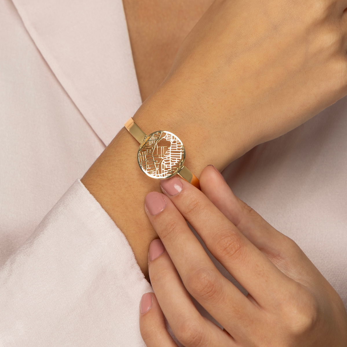 Wertvoller Ort Karte Armreif [750er Gold Vermeil]