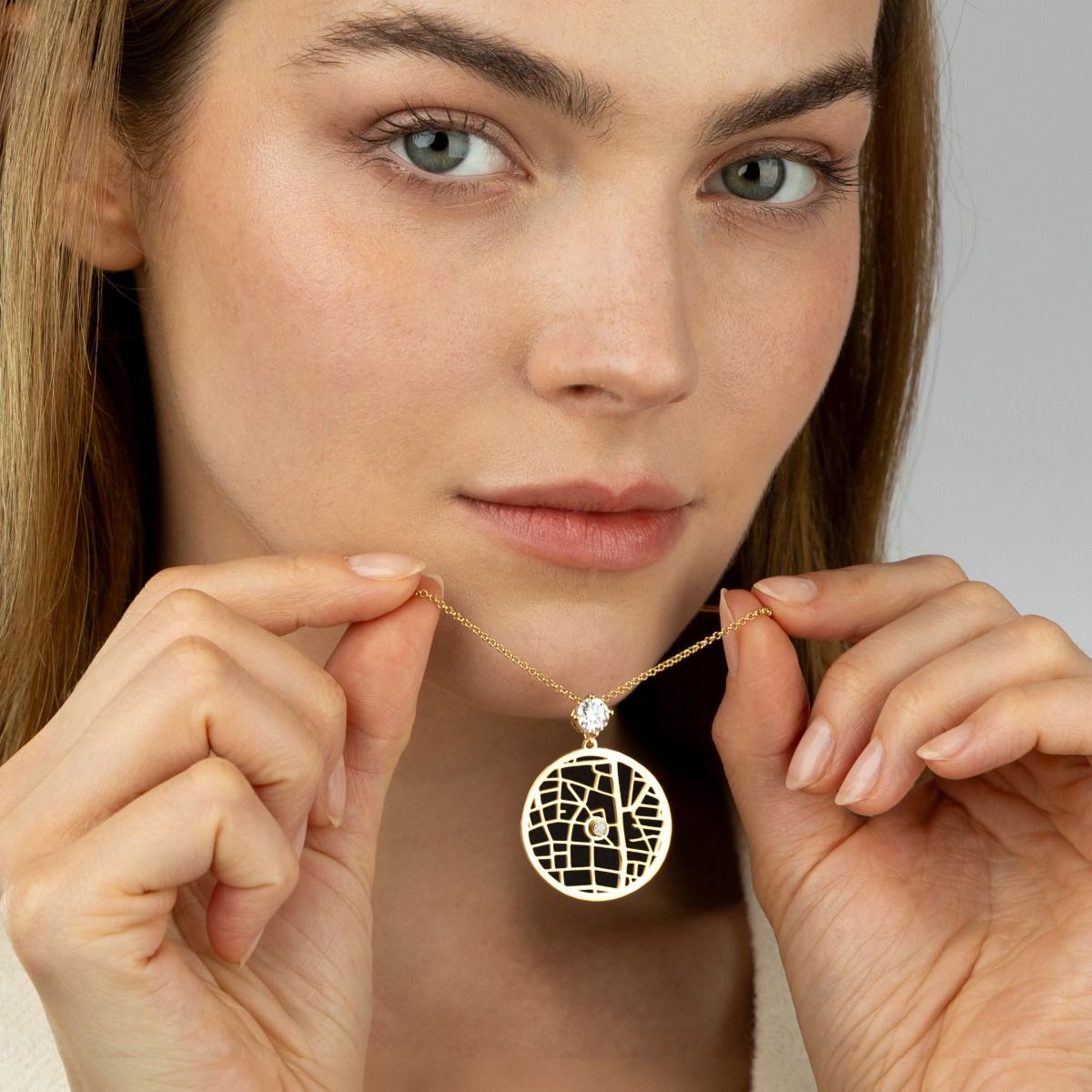 Erinnerungskreis Kette mit Kartenanhänger [Sterlingsilber]