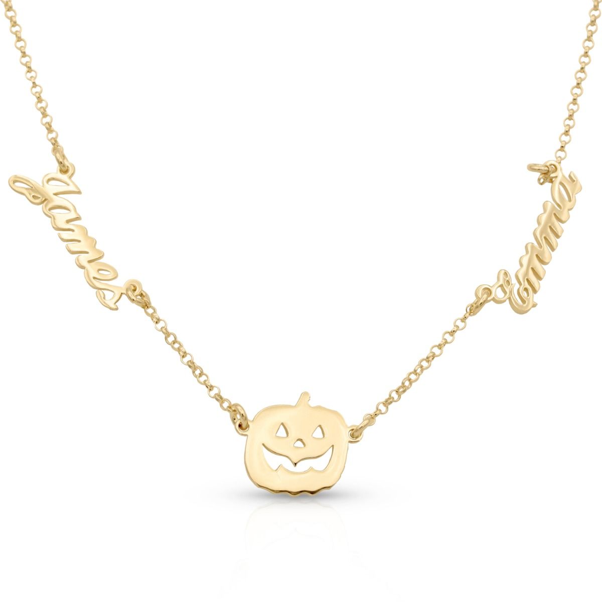Multi-Name Pumpkin Pendant Necklace [18K Gold Plated]