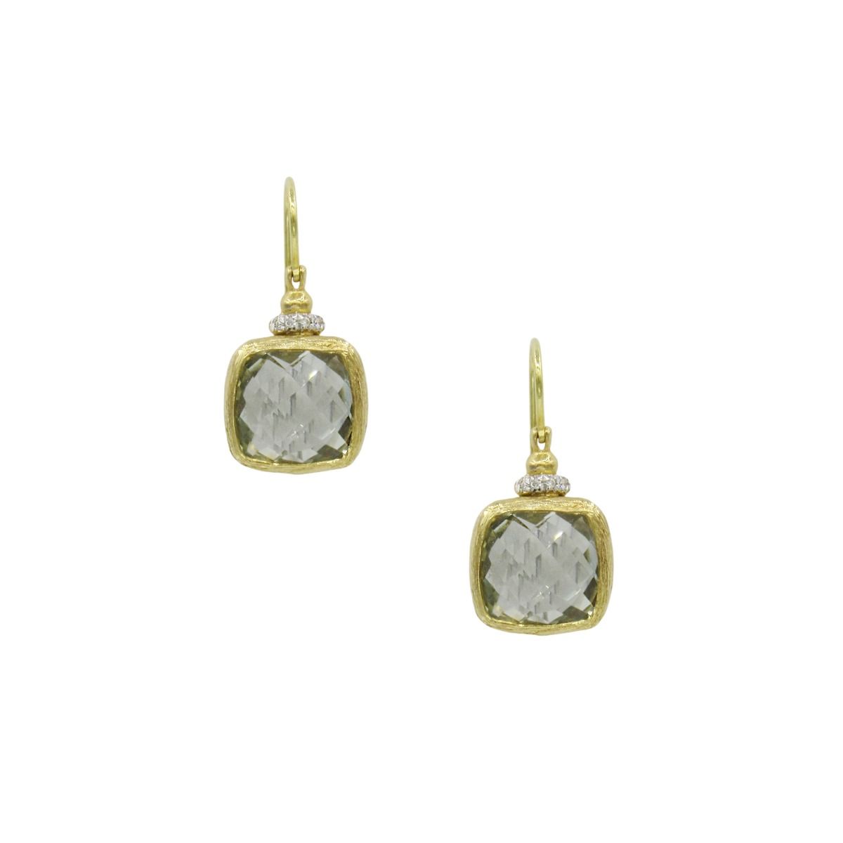 Framed Green Amethyst Earrings [18K Gold]