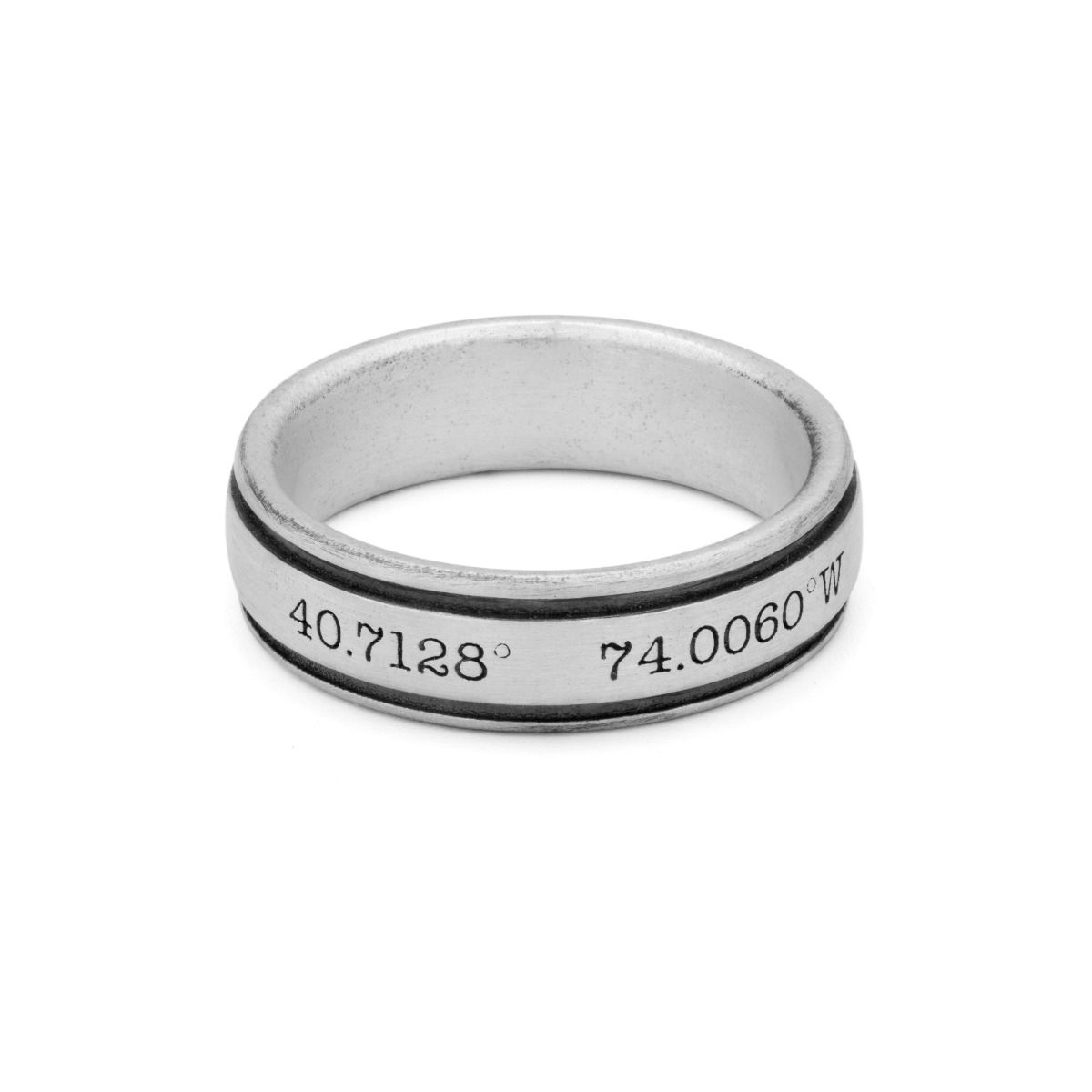 Bague Coordonnées Classiques pour Homme - Argent 925
