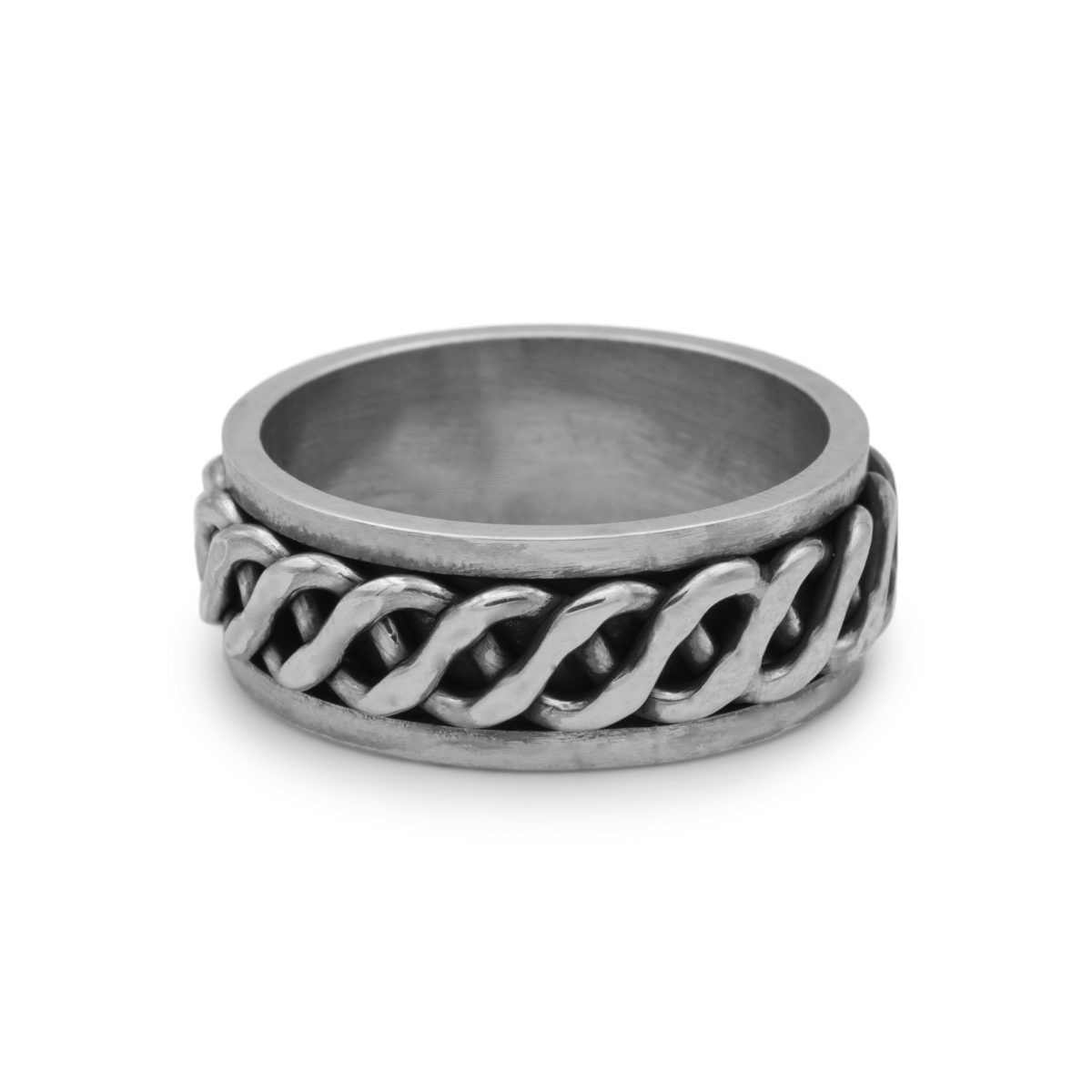Rolling Waves Spinner Ring For Men - Sterling Silver
