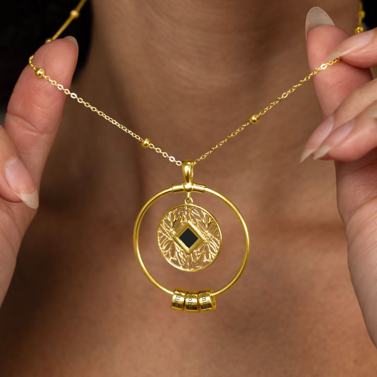 Roots of Love Name Necklace With Nano Bible [18K Gold Plated]